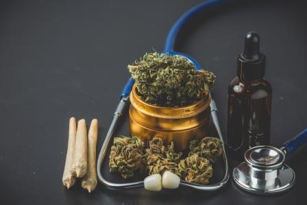 Medical Marijuana Close Up Cannabis Buds and Joints